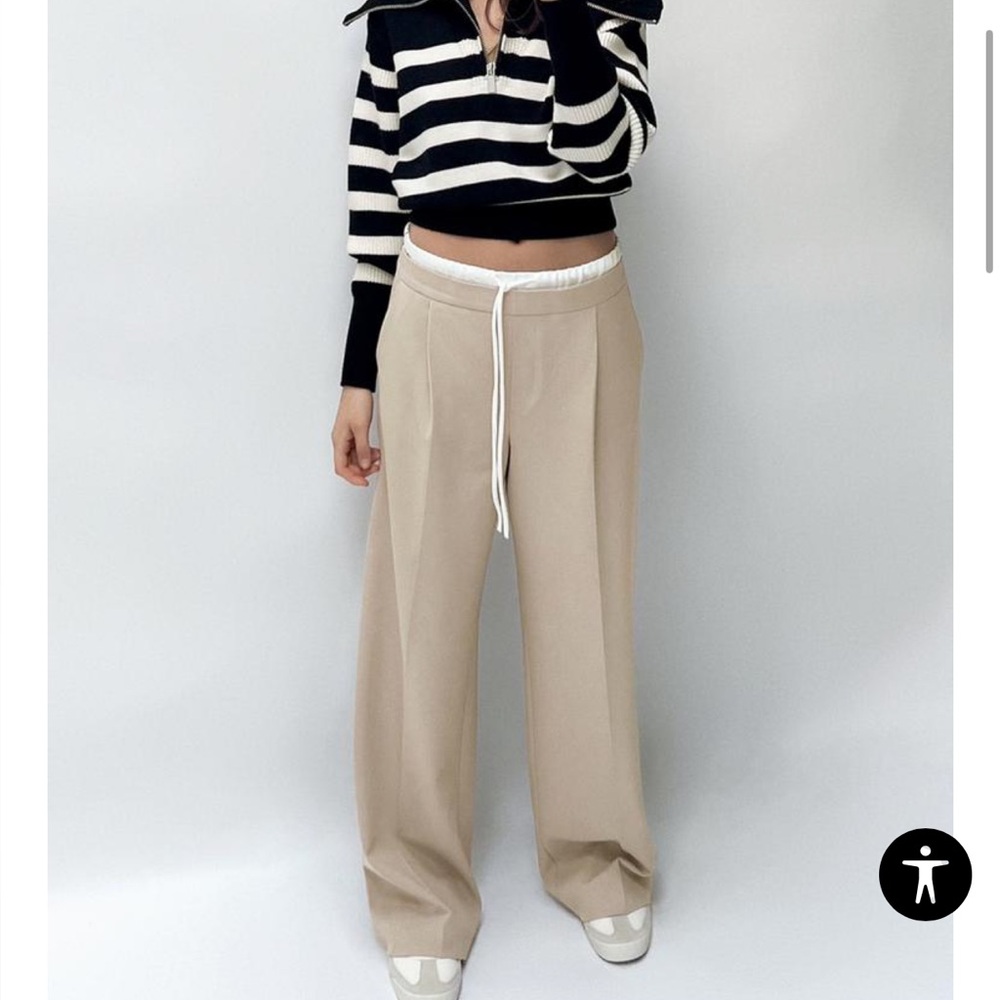 NWT ZARA DOUBLE WAIST WIDE LEG PANTS (XS)